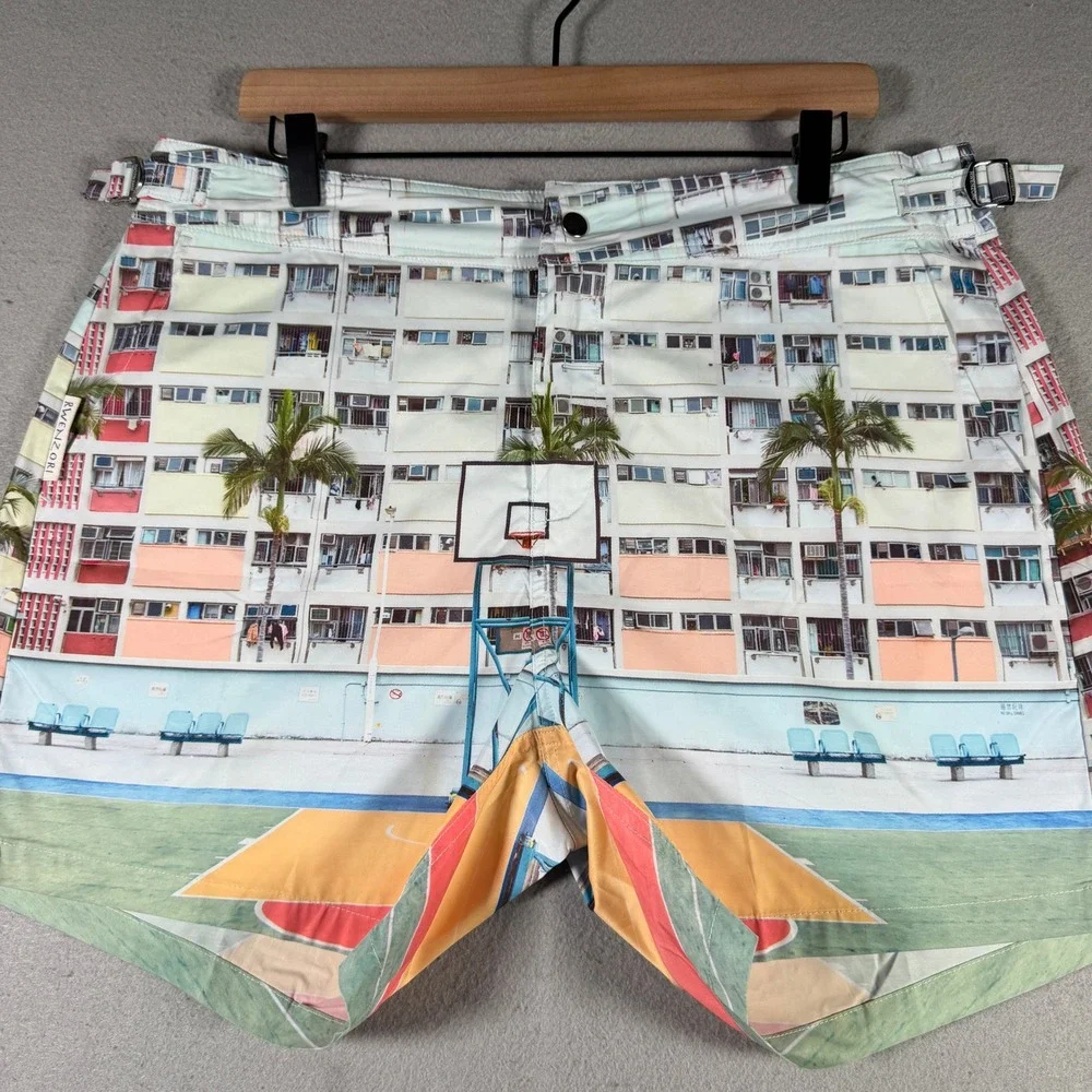 Rwenzori Mens Urban Basketball‎ Court Photo Print Graphic Shorts 36 Multicolor